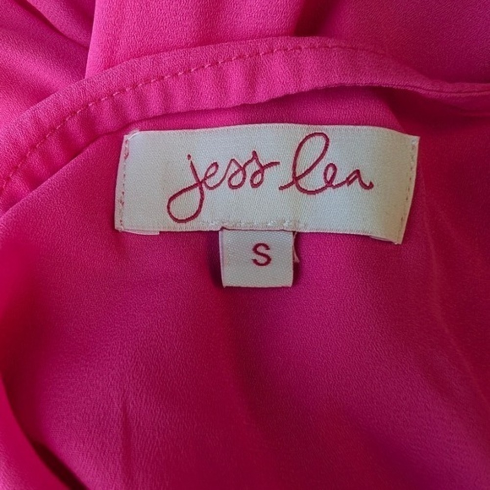 Jess Lea Hot Pink Tiered Ruffle Mini Dress Sleeveless Pleated Trim Small - Picture 9 of 10